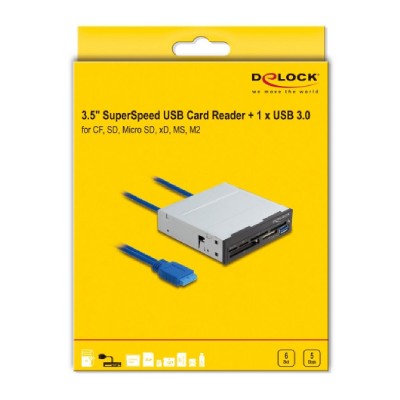 DELOCK USB 19-pin card reader 91759, CF/SD/micro SD/xD/MS/M2/USB, 5Gbps DELOCK USB 19-pin card reader 91759, CF/SD/micro SD/xD/MS/M2/USB, 5Gbps