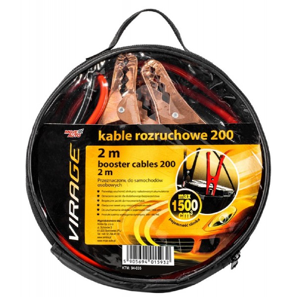 MOJE AUTO ζεύγος καλωδίων φόρτισης μπαταρίας 94-035, 200A, 2m MOJE AUTO ζεύγος καλωδίων φόρτισης μπαταρίας 94-035, 200A, 2m