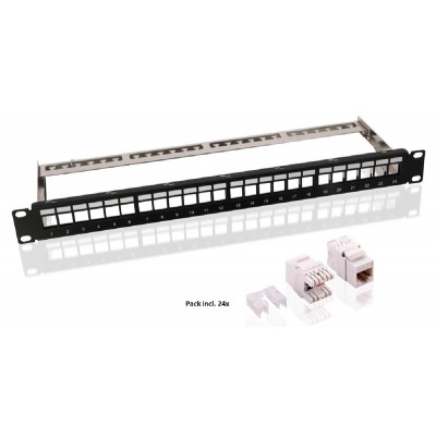 GOOBAY Keystone patch panel 95336 με 24 modules, 19"/1U, 24 ports, μαύρo GOOBAY Keystone patch panel 95336 με 24 modules, 19"/1U, 24 ports, μαύρo