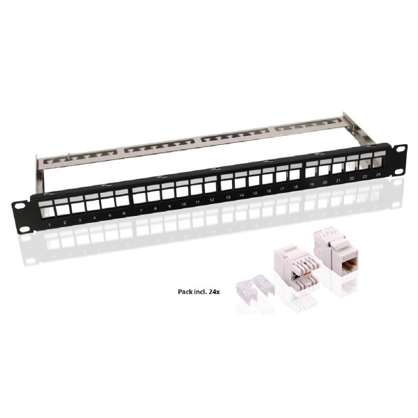 GOOBAY Keystone patch panel 95336 με 24 modules, 19"/1U, 24 ports, μαύρo GOOBAY Keystone patch panel 95336 με 24 modules, 19"/1U, 24 ports, μαύρo