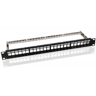 GOOBAY Keystone patch panel 95743, 19"/1U, 24x ports, μαύρo GOOBAY Keystone patch panel 95743, 19"/1U, 24x ports, μαύρo