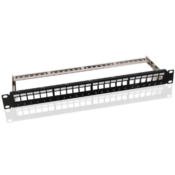 GOOBAY Keystone patch panel 95743, 19"/1U, 24x ports, μαύρo GOOBAY Keystone patch panel 95743, 19"/1U, 24x ports, μαύρo