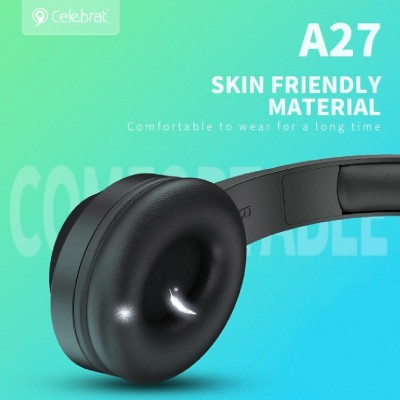 CELEBRAT headphones A27, wireless & wired, Bluetooth 5.3, Φ40mm, μαύρα CELEBRAT headphones A27, wireless & wired, Bluetooth 5.3, Φ40mm, μαύρα