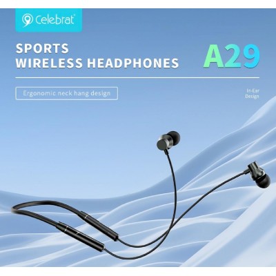 CELEBRAT earphones A29 με μαγνήτη, Bluetooth 5.3, Φ10mm, μαύρα CELEBRAT earphones A29 με μαγνήτη, Bluetooth 5.3, Φ10mm, μαύρα