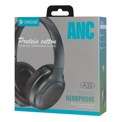 CELEBRAT headphones A33, ασύρματα & ενσύρματα, ANC, 40mm, 300mAh, μαύρα CELEBRAT headphones A33, ασύρματα & ενσύρματα, ANC, 40mm, 300mAh, μαύρα