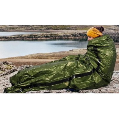 Θερμική κουβέρτα επιβίωσης AG404D με σφυρίχτρα, 90x200cm, πράσινη Θερμική κουβέρτα επιβίωσης AG404D με σφυρίχτρα, 90x200cm, πράσινη