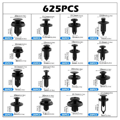 Σετ πλαστικά κλιπ αυτοκινήτου AG741 με εξολκέα κλιπ, universal, 625τμχ Σετ πλαστικά κλιπ αυτοκινήτου AG741 με εξολκέα κλιπ, universal, 625τμχ