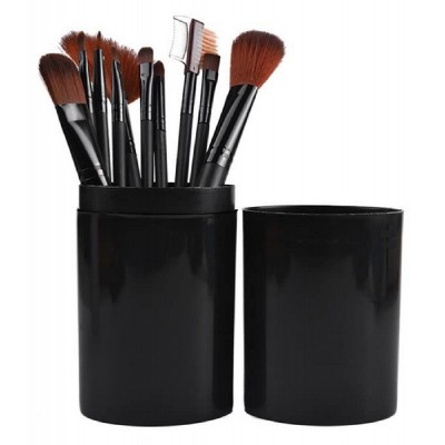 Σετ πινέλων μακιγιάζ AG92L με θήκη, συνθετικές τρίχες, μαύρο, 12τμχ Σετ πινέλων μακιγιάζ AG92L με θήκη, συνθετικές τρίχες, μαύρο, 12τμχ