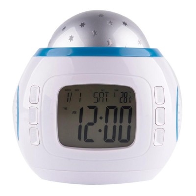 Επιτραπέζιο ρολόι AK234, με προβολέα και μουσική, λευκό-μπλε Επιτραπέζιο ρολόι AK234, με προβολέα και μουσική, λευκό-μπλε
