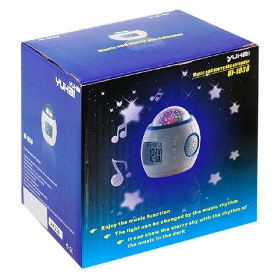 Επιτραπέζιο ρολόι AK234, με προβολέα και μουσική, λευκό-μπλε Επιτραπέζιο ρολόι AK234, με προβολέα και μουσική, λευκό-μπλε