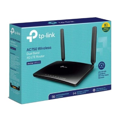 TP-LINK wireless router Archer MR200, 4G LTE, AC750 Dual Band, Ver. 2.0 TP-LINK wireless router Archer MR200, 4G LTE, AC750 Dual Band, Ver. 2.0