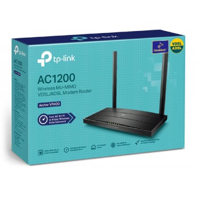 TP-LINK Wireless Modem Router Archer VR400, MU-MIMO, VDSL/ADSL, Ver. 3.0 TP-LINK Wireless Modem Router Archer VR400, MU-MIMO, VDSL/ADSL, Ver. 3.0