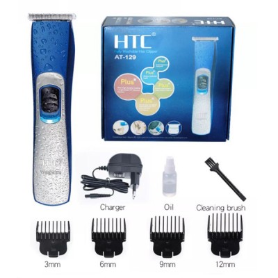 HTC ασύρματη κουρευτική μηχανή AT-129, 4 μήκη κοπής, αδιάβροχη, μπλε HTC ασύρματη κουρευτική μηχανή AT-129, 4 μήκη κοπής, αδιάβροχη, μπλε