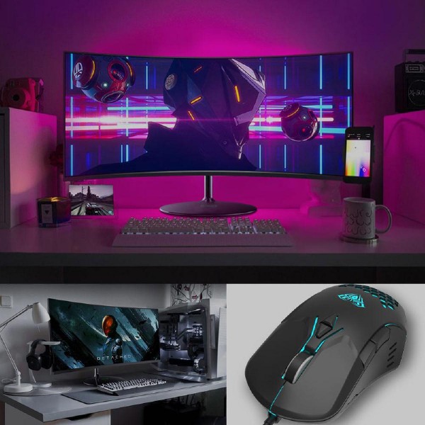 AULA ενσύρματο gaming ποντίκι Wind F809, 3200DPI, 7 πλήκτρα, RGB, μαύρο