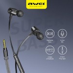 AWEI earphones με μικρόφωνο L1, 3.5mm, 1.2m, μαύρα