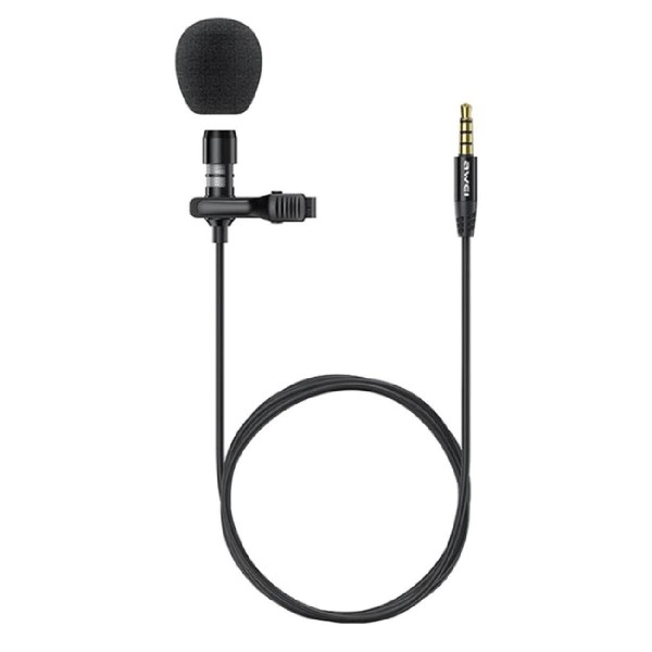 AWEI καλώδιο 3.5mm με ενσωματωμένο clip-on μικρόφωνο AW-MK1, 3m, μαύρο