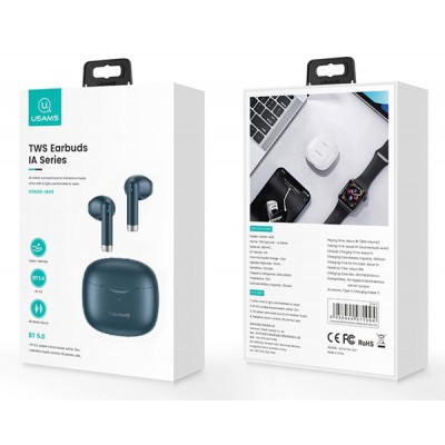 USAMS earphones IA04 με θήκη φόρτισης, True Wireless, μπλε USAMS earphones IA04 με θήκη φόρτισης, True Wireless, μπλε