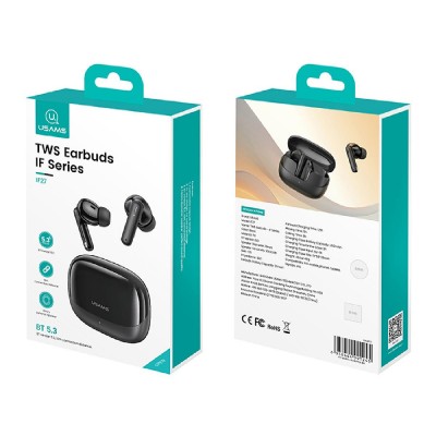 USAMS earphones με θήκη φόρτισης IF27, TWS, Φ13mm, 25/250mAh, μαύρα USAMS earphones με θήκη φόρτισης IF27, TWS, Φ13mm, 25/250mAh, μαύρα
