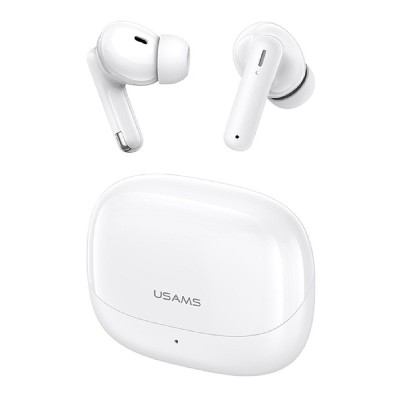 USAMS earphones με θήκη φόρτισης IF27, TWS, Φ13mm, 25/250mAh, λευκά USAMS earphones με θήκη φόρτισης IF27, TWS, Φ13mm, 25/250mAh, λευκά