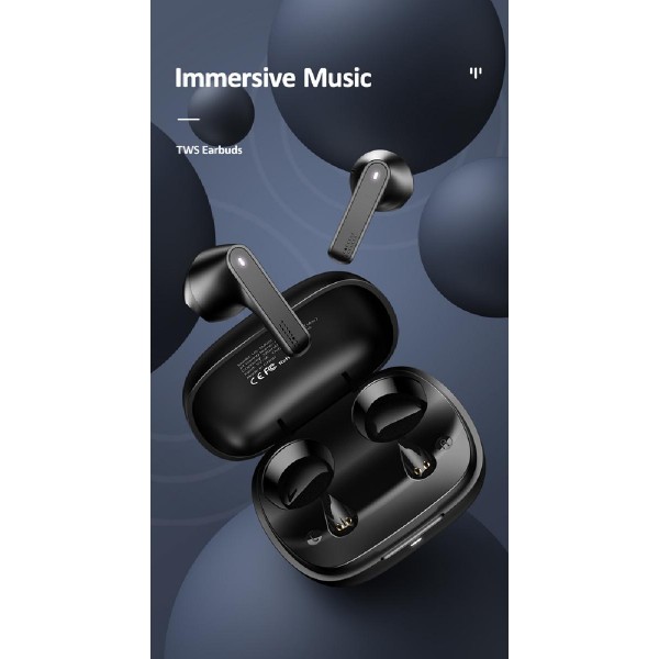 USAMS earbuds US-SM001 με θήκη φόρτισης, True Wireless, μαύρα