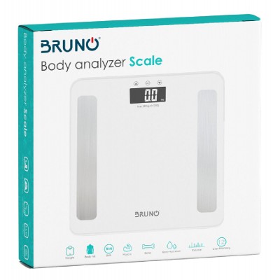 BRUNO ψηφιακή ζυγαριά με λιπομετρητή BRN-0057, έως 180kg, λευκή BRUNO ψηφιακή ζυγαριά με λιπομετρητή BRN-0057, έως 180kg, λευκή