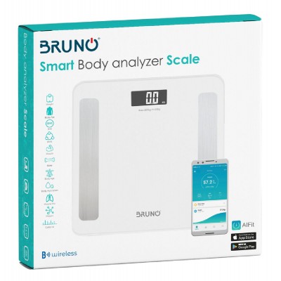 BRUNO Smart ψηφιακή ζυγαριά με λιπομετρητή BRN-0058, έως 180kg, λευκή BRUNO Smart ψηφιακή ζυγαριά με λιπομετρητή BRN-0058, έως 180kg, λευκή