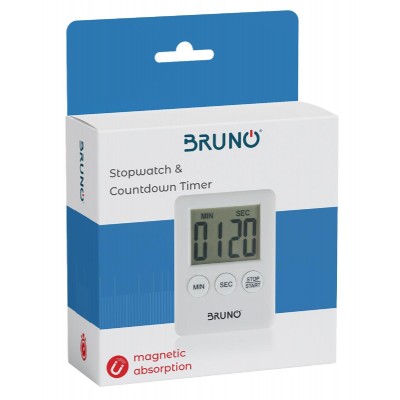 BRUNO χρονόμετρο & αντίστροφη μέτρηση BRN-0063, LCD, με μαγνήτη, λευκό BRUNO χρονόμετρο & αντίστροφη μέτρηση BRN-0063, LCD, με μαγνήτη, λευκό