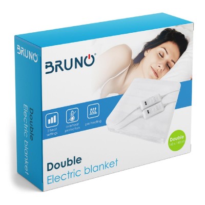 BRUNO ηλεκτρική κουβέρτα BRN-0065, διπλή, 160x140cm, 2x 60W, χειριστήρια BRUNO ηλεκτρική κουβέρτα BRN-0065, διπλή, 160x140cm, 2x 60W, χειριστήρια