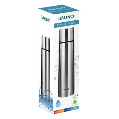 BRUNO θερμός BRN-0069, με καπάκι-κύπελλο, anti-slip, 1000ml, ασημί BRUNO θερμός BRN-0069, με καπάκι-κύπελλο, anti-slip, 1000ml, ασημί