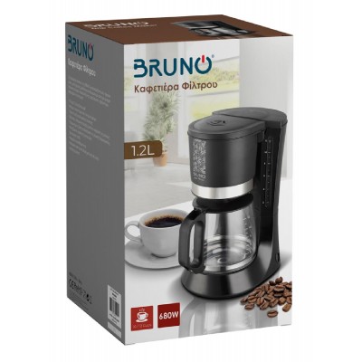 BRUNO καφετιέρα φίλτρου BRN-0086, 680W, έως 12 φλυτζάνια, 1.2L, μαύρη BRUNO καφετιέρα φίλτρου BRN-0086, 680W, έως 12 φλυτζάνια, 1.2L, μαύρη