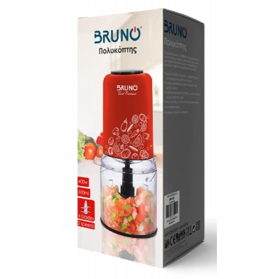 BRUNO πολυκόπτης BRN-0089, 2 ταχύτητες, 400W, 500ml, 4 λεπίδες, κόκκινος BRUNO πολυκόπτης BRN-0089, 2 ταχύτητες, 400W, 500ml, 4 λεπίδες, κόκκινος