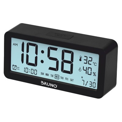 BRUNO ξυπνητήρι BRN-0128 με μέτρηση θερμοκρασίας και υγρασίας, μαύρο BRUNO ξυπνητήρι BRN-0128 με μέτρηση θερμοκρασίας και υγρασίας, μαύρο