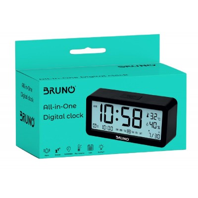 BRUNO ξυπνητήρι BRN-0128 με μέτρηση θερμοκρασίας και υγρασίας, μαύρο BRUNO ξυπνητήρι BRN-0128 με μέτρηση θερμοκρασίας και υγρασίας, μαύρο