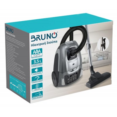BRUNO ηλεκτρική σκούπα BRN-0136, 800W, 3.5lt, γκρι BRUNO ηλεκτρική σκούπα BRN-0136, 800W, 3.5lt, γκρι