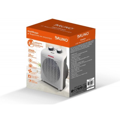 BRUNO 2 σε 1 αερόθερμο δωματίου BRN-0211, 2000W, με ανεμιστήρα, λευκό BRUNO 2 σε 1 αερόθερμο δωματίου BRN-0211, 2000W, με ανεμιστήρα, λευκό