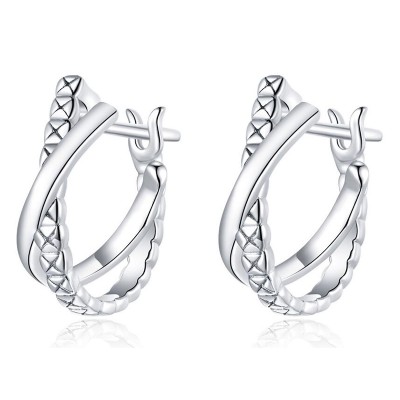 BAMOER σκουλαρίκια διπλοί κρίκοι BSE440, ασήμι 925, ασημί BAMOER σκουλαρίκια διπλοί κρίκοι BSE440, ασήμι 925, ασημί