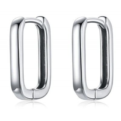 BAMOER σκουλαρίκια οβάλ κρίκοι BSE478, ασήμι 925, ασημί BAMOER σκουλαρίκια οβάλ κρίκοι BSE478, ασήμι 925, ασημί