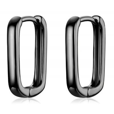 BAMOER σκουλαρίκια οβάλ κρίκοι BSE478-D, ασήμι 925, μαύρα BAMOER σκουλαρίκια οβάλ κρίκοι BSE478-D, ασήμι 925, μαύρα