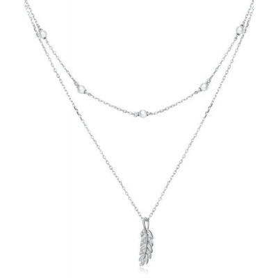 BAMOER κολιέ BSN208 δυο σειρών, με πέρλες, ασήμι 925, ασημί BAMOER κολιέ BSN208 δυο σειρών, με πέρλες, ασήμι 925, ασημί