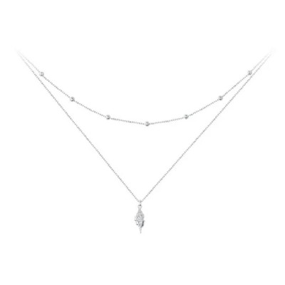 BAMOER κολιέ BSN387, δυο σειρών, σχήμα κοχύλι, ασήμι 925, ασημί BAMOER κολιέ BSN387, δυο σειρών, σχήμα κοχύλι, ασήμι 925, ασημί