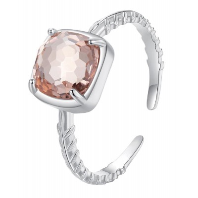 BAMOER δαχτυλίδι BSR598-E με ροζ διάφανο κρύσταλλο, ανοιγόμενο, ασήμι 925, ασημί BAMOER δαχτυλίδι BSR598-E με ροζ διάφανο κρύσταλλο, ανοιγόμενο, ασήμι 925, ασημί