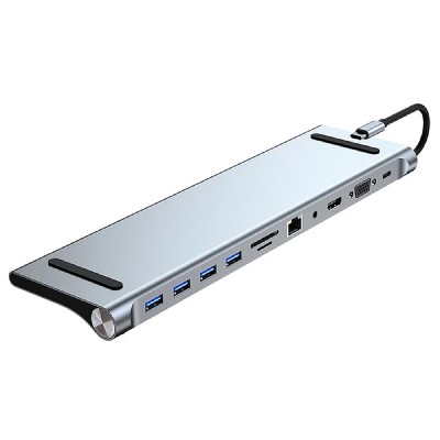 POWERTECH docking station BYL-2003, 11 θυρών, βάση laptop, γκρι POWERTECH docking station BYL-2003, 11 θυρών, βάση laptop, γκρι