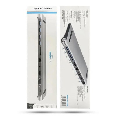 POWERTECH docking station BYL-2003, 11 θυρών, βάση laptop, γκρι POWERTECH docking station BYL-2003, 11 θυρών, βάση laptop, γκρι