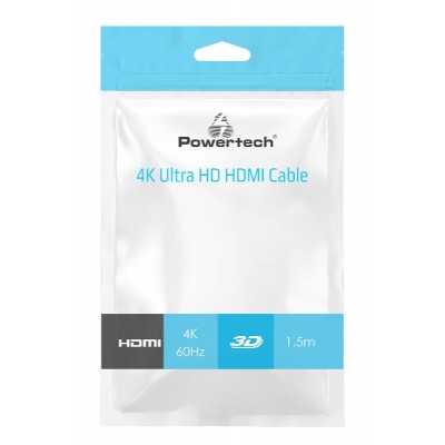 POWERTECH καλώδιο HDMI 2.0 CAB-H141, ethernet, 4K 3D, 30AWG copper, 1.5m POWERTECH καλώδιο HDMI 2.0 CAB-H141, ethernet, 4K 3D, 30AWG copper, 1.5m
