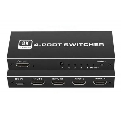 HDMI switch CAB-H149, 4-in σε 1-out, 4K/120Hz, 8K/60Hz, μαύρο HDMI switch CAB-H149, 4-in σε 1-out, 4K/120Hz, 8K/60Hz, μαύρο