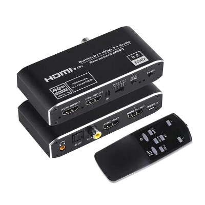 HDMI switch CAB-H150, 4-in σε 1-out, 7.1 Audio, 4K/60Hz HDR, eARC, μαύρο HDMI switch CAB-H150, 4-in σε 1-out, 7.1 Audio, 4K/60Hz HDR, eARC, μαύρο