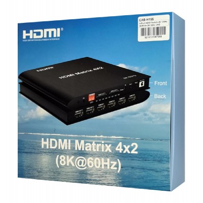HDMI matrix switch CAB-H155, 4-in σε 2-out, 8K/60Hz, HDR/HDCP, μαύρο HDMI matrix switch CAB-H155, 4-in σε 2-out, 8K/60Hz, HDR/HDCP, μαύρο