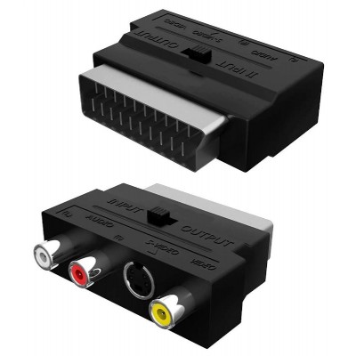 POWERTECH αντάπτορας SCART σε audio/video & S-Video CAB-S011, μαύρος POWERTECH αντάπτορας SCART σε audio/video & S-Video CAB-S011, μαύρος