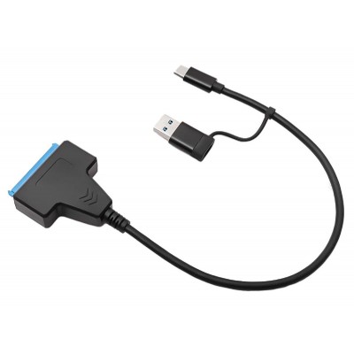 POWERTECH καλώδιο USB-C/USB σε SATA CAB-UC076, 2.5" HDD/SSD 6Gbps, μαύρο POWERTECH καλώδιο USB-C/USB σε SATA CAB-UC076, 2.5" HDD/SSD 6Gbps, μαύρο