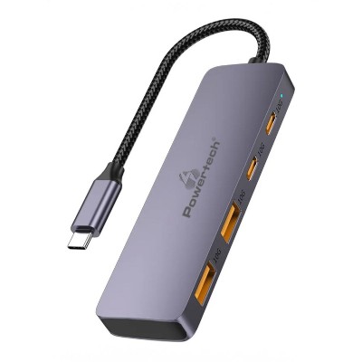 POWERTECH USB hub CAB-UC082, 4x θυρών, 10Gbps, USB-C σύνδεση, γκρι POWERTECH USB hub CAB-UC082, 4x θυρών, 10Gbps, USB-C σύνδεση, γκρι